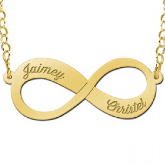 Gouden hanger infinity twee namen - 603105