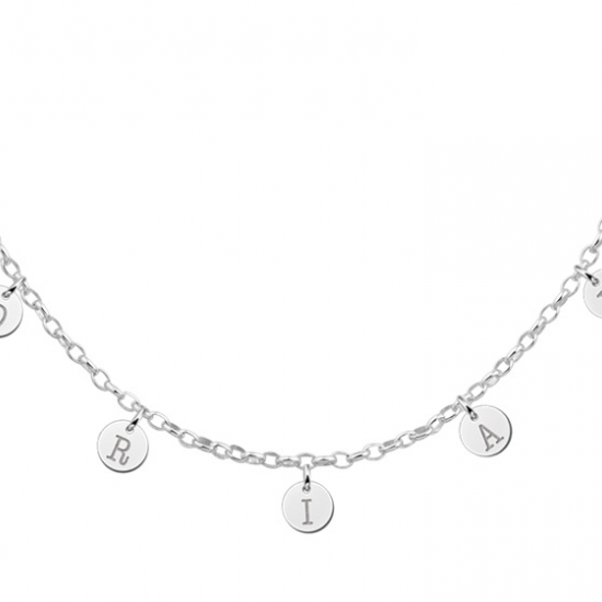 Zilveren naam ketting rondjes met letters - 603032