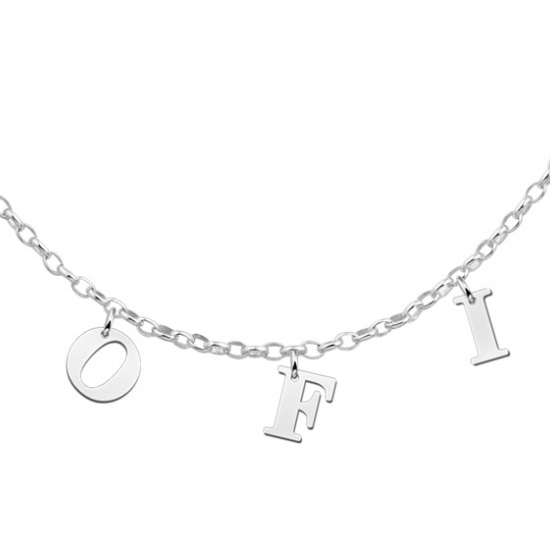 Zilveren naam ketting letters - 603033