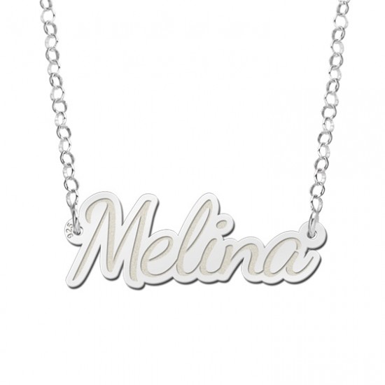 Zilveren naam ketting model Melina - 603035