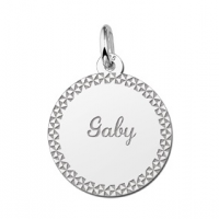 Zilveren plaatje met je naam met sierrand - 603164 Zilveren plaatje met je naam met sierrand - 603164