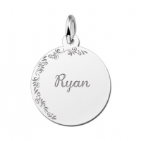 Plaatje met je naam van zilver en bloemetjes - 603165 Plaatje met je naam van zilver en bloemetjes - 603165