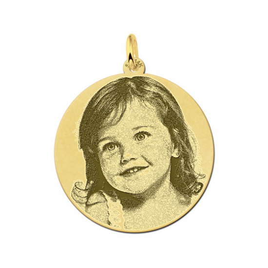 Gouden hangertje met foto rond - 603263