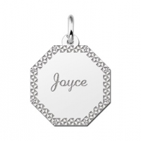 Zilveren graveerplaat met gravure en sierrand - 603177 Zilveren graveerplaat met gravure en sierrand - 603177