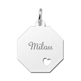 Graveerplaat met je naam gegraveerd en een hart - 603180