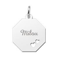 Graveerplaat met je naam met 2 harten - 603184