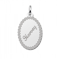 Zilveren hanger met je naam graveren en met sierrand - 603186 Zilveren hanger met je naam graveren en met sierrand - 603186