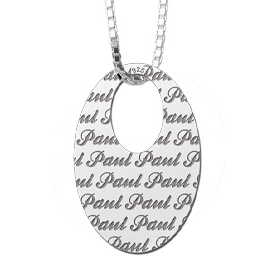 Zilveren naamhanger repeat ovaal met collier 45-50cm - 603194