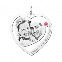 Hanger met foto hartje geboortesteen zilver - 603288 Hanger met foto hartje geboortesteen zilver - 603288