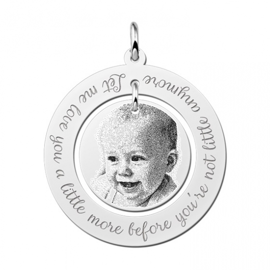 Ronde hanger met foto en tekst zilver - 603293