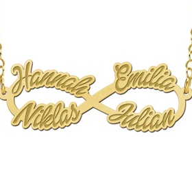Gouden Infinity ketting met vier namen - 603124 Gouden Infinity ketting met vier namen - 603124