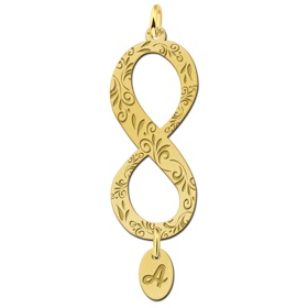 Gouden hanger infinity lang sierrand met letterhanger - 603135