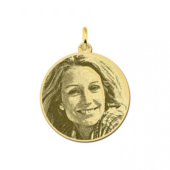 Medaillon met foto gegraveerd goud en rond - 603262