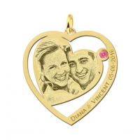 Hanger met foto hartje geboortesteen goud - 603269 Hanger met foto hartje geboortesteen goud - 603269