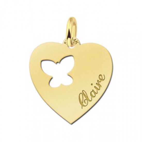 Gouden hangertje hart met vlinder - 603315