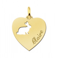 Gouden hangertje hart met konijntje - 603316 Gouden hangertje hart met konijntje - 603316