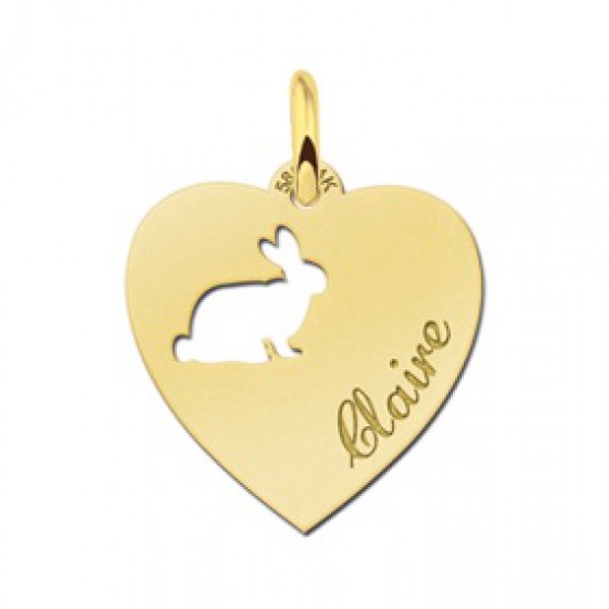 Gouden hangertje hart met konijntje - 603316