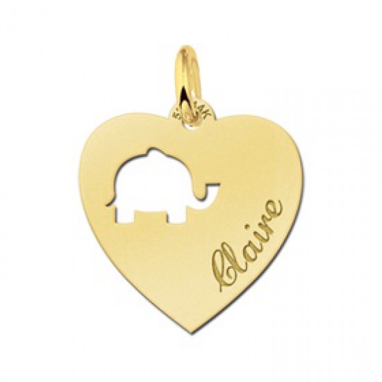 Gouden hangertje hart met olifantje - 603317