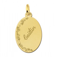 Naamplaatje van goud laten graveren met bloemetjes - 603306 Naamplaatje van goud laten graveren met bloemetjes - 603306