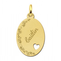 Gouden naamplaatje met bloemetjes om je naam in te graveren - 603310 Gouden naamplaatje met bloemetjes om je naam in te graveren - 603310