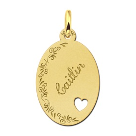 Gouden naamplaatje met bloemetjes om je naam in te graveren - 603310