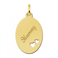 Naamplaatje van goud graveren met 2 harten - 603312 Naamplaatje van goud graveren met 2 harten - 603312