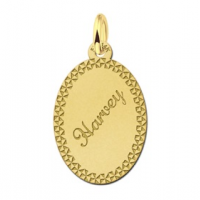 Gouden naamplaatje met je naam en met sierrand - 603305 Gouden naamplaatje met je naam en met sierrand - 603305