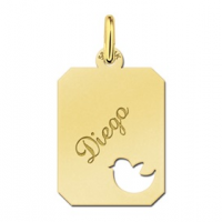 Gouden hanger recht met vogel - 603330 Gouden hanger recht met vogel - 603330