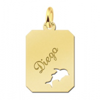 Goud hangertje recht met dolfijn - 603329