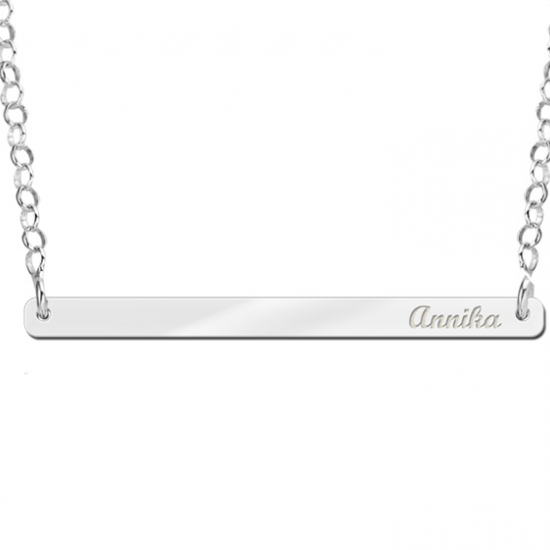 Zilveren Bar naamketting small - 603460