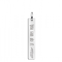 Zilveren bar ketting hanger met gravure en veer - 603463 Zilveren bar ketting hanger met gravure en veer - 603463