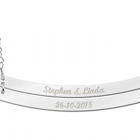 Zilveren Bar naamketting rond dubbel - 603465 Zilveren Bar naamketting rond dubbel - 603465