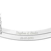 Zilveren Bar naamketting rond dubbel - 603465 Zilveren Bar naamketting rond dubbel - 603465