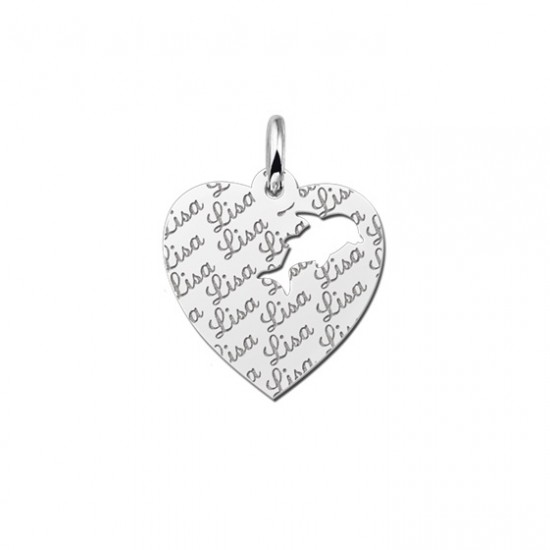 Zilveren graveerplaatje kind repeat hart met dolfijntje - 603209