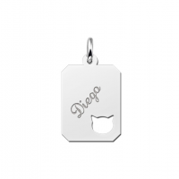 Zilveren graveerplaatje kind recht met poezenkopje - 603214 Zilveren graveerplaatje kind recht met poezenkopje - 603214