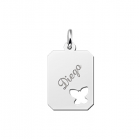 Zilveren graveerplaatje kind recht met vlinder - 603215 Zilveren graveerplaatje kind recht met vlinder - 603215