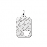 Zilveren graveerplaatje kind repeat recht met berenkopje - 603226