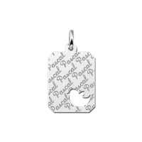 Zilveren graveerplaatje kind repeat recht met vogeltje - 603228 Zilveren graveerplaatje kind repeat recht met vogeltje - 603228