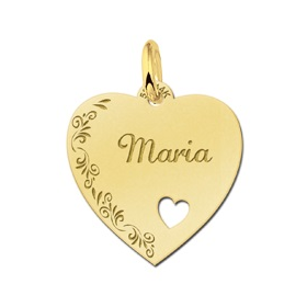 Hartje goud met bloemrand - 603238