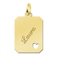 Gouden graveerplaatje rechthoek met hartje - 603252 Gouden graveerplaatje rechthoek met hartje - 603252