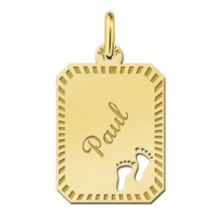 Gouden plaatje met naam met voetjes - 603258 Gouden plaatje met naam met voetjes - 603258