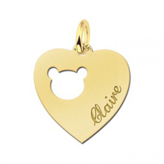 Gouden hangertje hart met berenkopje - 603319