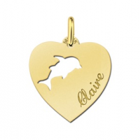 Gouden hangertje hartje met dolfijn - 603320 Gouden hangertje hartje met dolfijn - 603320