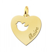 Gouden hangertje hart met vogeltje - 603321 Gouden hangertje hart met vogeltje - 603321