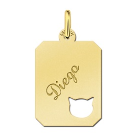 Gouden kat graveerplaatje recht - 603323