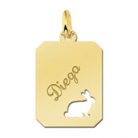 Goud hangertje recht met konijn - 603325