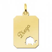 Gouden hanger recht met olifant - 603326 Gouden hanger recht met olifant - 603326