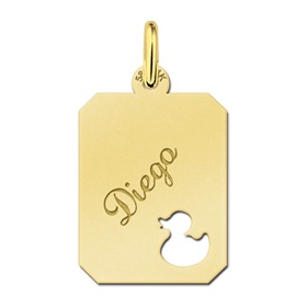 Gouden hanger recht met eend - 603327