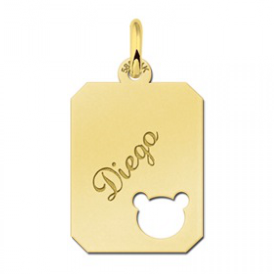 Gouden hanger recht met berenkop - 603328 Gouden hanger recht met berenkop - 603328