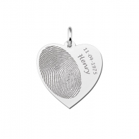 Zilveren hart sieraad met vingerafdruk en naam en datum - 603335 Zilveren hart sieraad met vingerafdruk en naam en datum - 603335